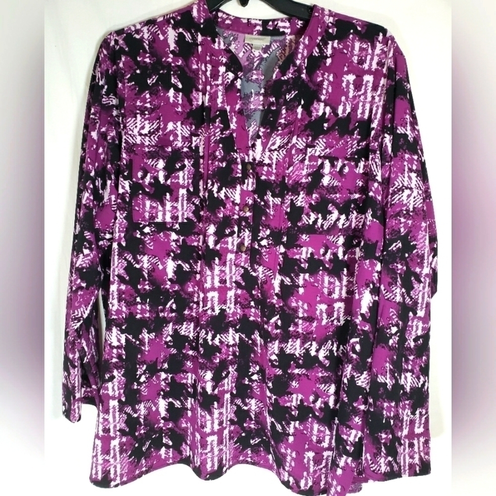 Avenue Purple and Black Long Sleeve Shirt Sz 26/28